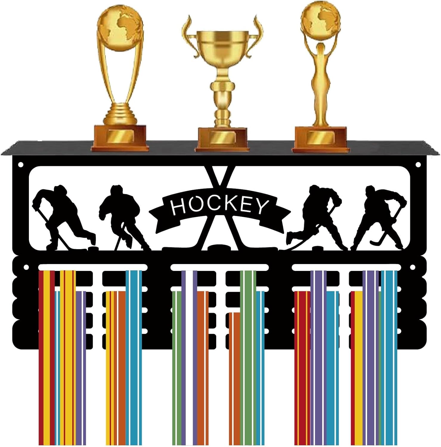 Hockey Medal Holder Medal Hanger Shelf Display Sports Ribbons Organizer ...