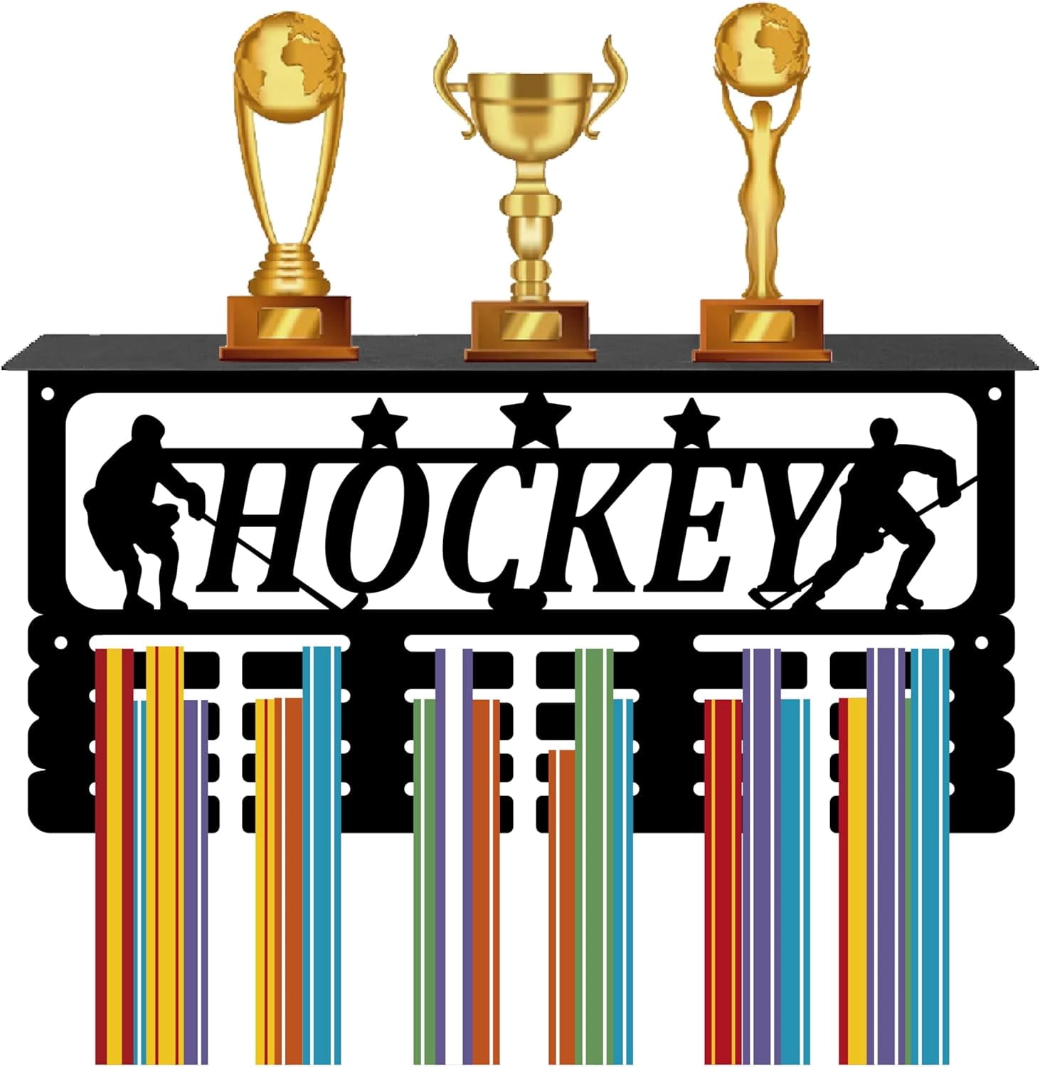 Hockey Medal Holder Trophy Shelf Display with Shelf Stand Sports 4 Rows ...