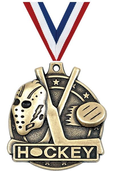 Hockey Medals, 2" Gold Diecast Hockey Medal Award 50 Pack