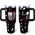 thumbnail image 1 of Hockey Mom 40 oz Tumbler with Handle and Straw Lid Leak Proof - Hockey Mom Tumbler for Mothers Day Gifts for Mom Women - Stainless Steel Cup Dishwasher Safe, 1 of 6