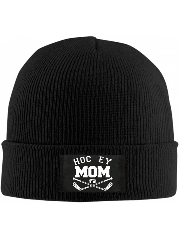 Hockey Mom Beanie Hat for Women Men Winter Hat Cuffed Winter Beanie Warm Skull Cap Plain Knit Hat Cap