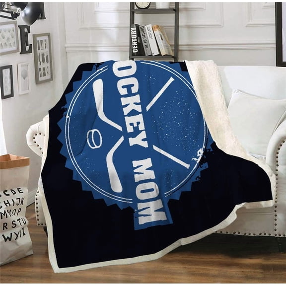 Hockey Mom Blanket Snow Sports Blue ICE Hockey Soft Plush Men Women Fleece Blankets, 30x40in Fleece Blanket
