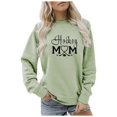 thumbnail image 1 of Hockey Mom Sweatshirt for Women Oversized Letter Print Drop Shoulder Tops Crewneck Lightweight Fashion Pullover Shirts, 1 of 4