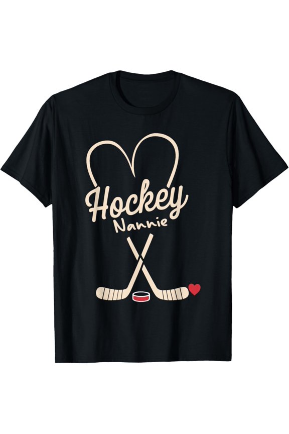 Hockey Nannie Heart Player Graphic T-Shirt