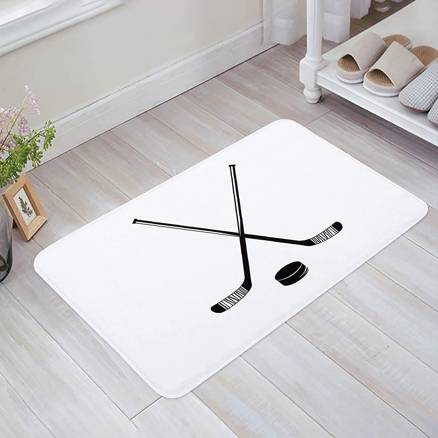 Hockey NonSlip Doormat Bath Mat Soft Sponge Entrance Rug Low Profile