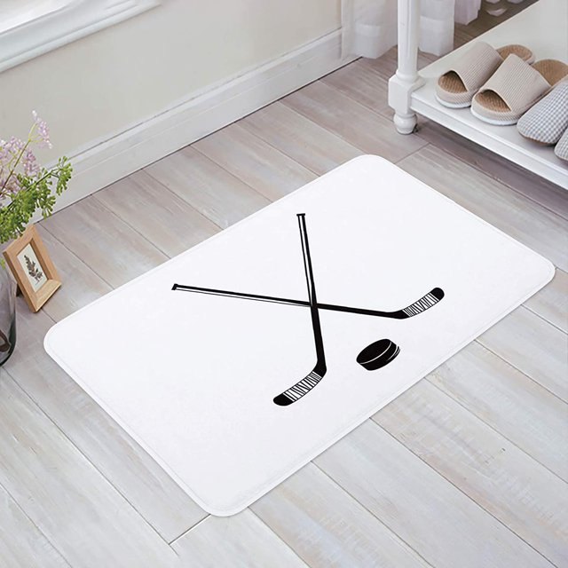 Hockey NonSlip Doormat Bath Mat Soft Sponge Entrance Rug Low Profile