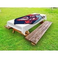 thumbnail image 1 of Hockey Outdoor Tablecloth, Illustration of an Ice Hockey Player Holding Stick in Retro Style, Decorative Washable Fabric Picnic Table Cloth, 58 X 84 Inches,Navy and Pale Blue Dark Coral, by Ambesonne, 1 of 2
