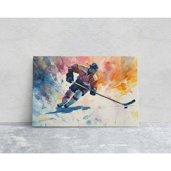 Hockey Painting, Watercolor, Sports Decor, Framed , Large Print, Gift For Dad, Gift For Him, Kids Room, Boys Room, Husband Gift ,Decor For Living Room Bedroom, 12x18 UNFRAMED