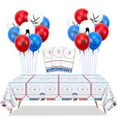 thumbnail image 1 of Hockey Party Decorations - 3 Pcs Ice Hockey Tablecloths, 18 Pcs Hockey Balloons Disposable Plastic Ice Hockey Rink Table Cover for Sports Event Game Day Hockey Birthday Party Supplies, 1 of 7