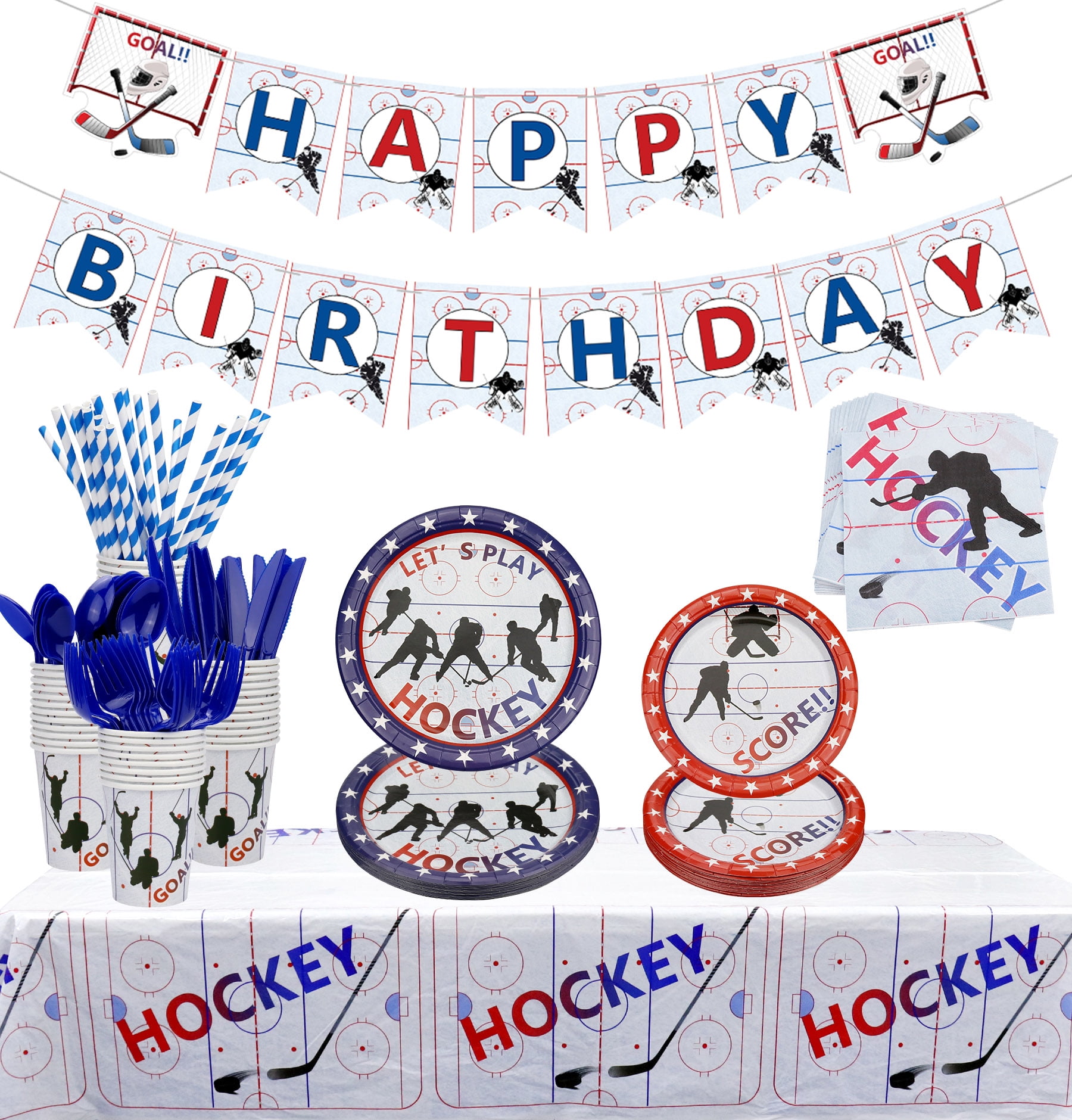 Hockey Party Supplies - Ice Hockey Themed Party Pack for Kids Hockey ...
