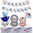 thumbnail image 1 of Hockey Party Supplies - Ice Hockey Themed Party Pack for Kids Hockey Fans Birthday Gameday Decor - Including Plates, Cups, Napkins, Tableware, Tablecloth, Banners, Serves 20, 1 of 6