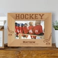 thumbnail image 1 of Hockey Personalized Wooden Picture Frame-6" x 4" Brown Horizontal, 1 of 1