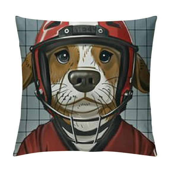 Hockey Pillow Sham, Cartoon Style Beaver Plays as a Goalkeeper Fun Activity Theme Animal Mascot Design, Decorative Standard King Size Printed PillowcaseMulticolor