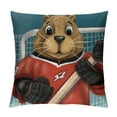 thumbnail image 1 of Hockey Pillow Sham, Cartoon Style Beaver Plays as a Goalkeeper Fun Activity Theme Animal Mascot Design, Decorative Standard Size Printed Pillowcase, , Multicolor, 1 of 5