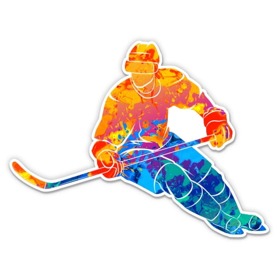 Hockey Player - 3" Vinyl Sticker - For Car Laptop Water Bottle Phone - Waterproof Decal