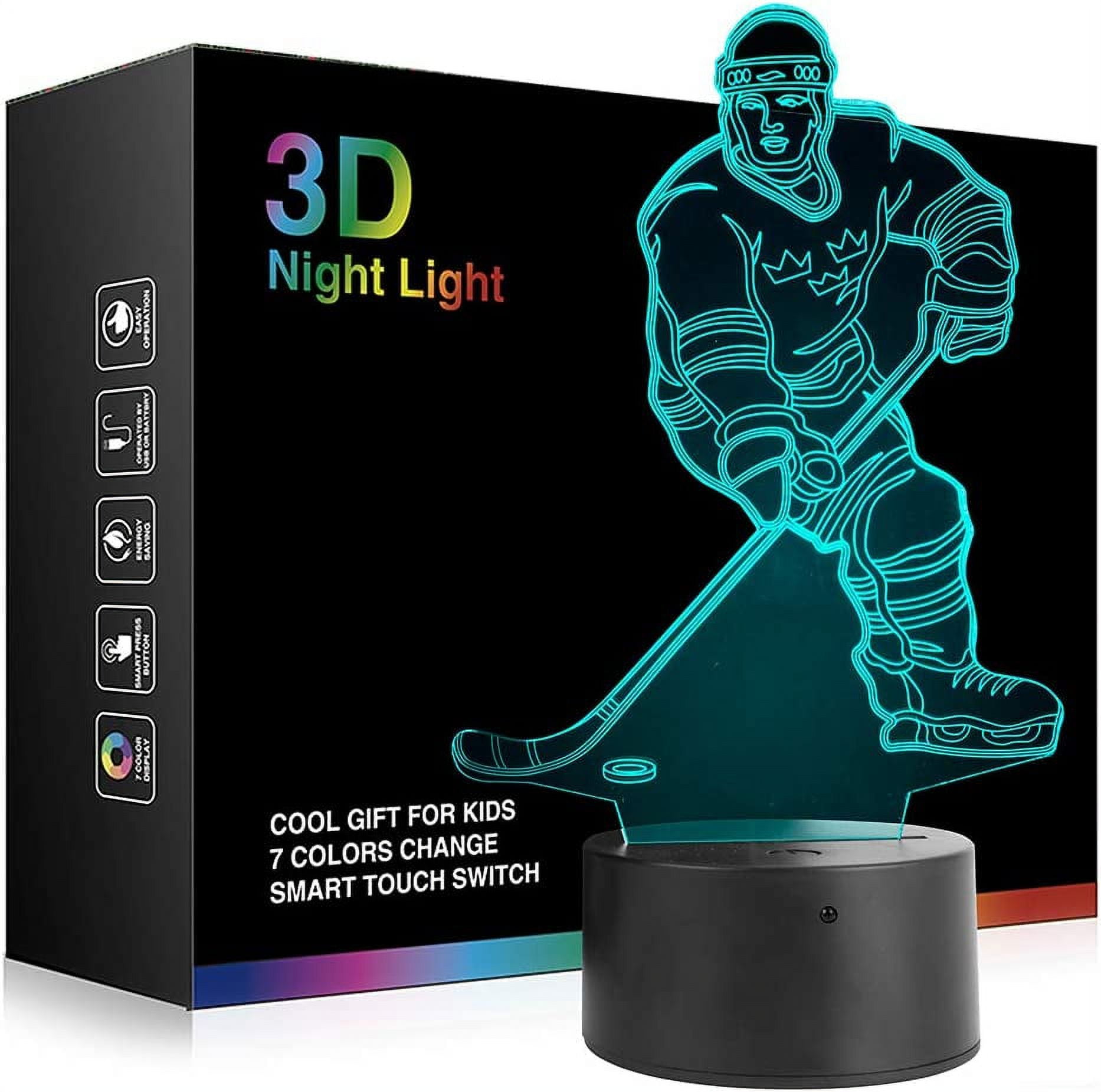 Hockey Player 3D Night Light with Color Changing LED