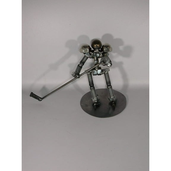 Hockey Player, Metal Bolt Figurine, Athlete, Upcycled Art