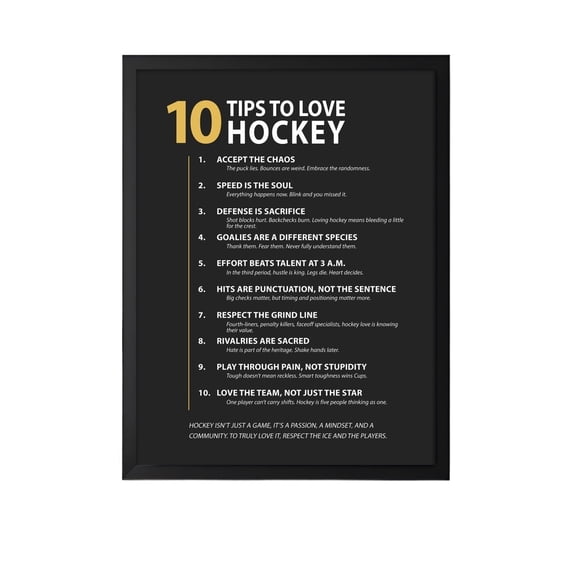 Hockey Player Motivation Poster Inspirational Sports Art for High School College Team Locker Room Decor