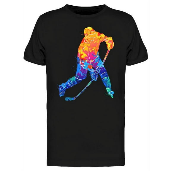 Hockey Player Silhouette Graphic T-Shirt Men -Image by Shutterstock, Male Small