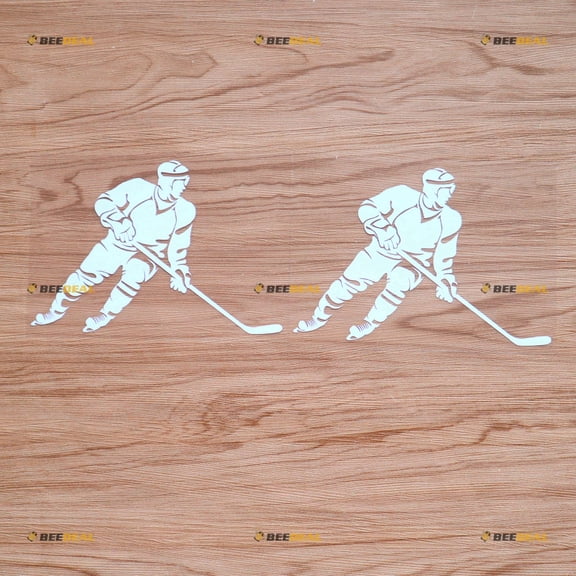 Hockey Player Sticker Decal Vinyl Love Hockey - 2 Pack White 6" - For Car Boat Laptop Cup No Background Die-cut