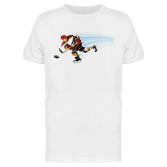 Hockey Player With Puck Design T-Shirt Men -Image by Shutterstock, Male 3X-Large