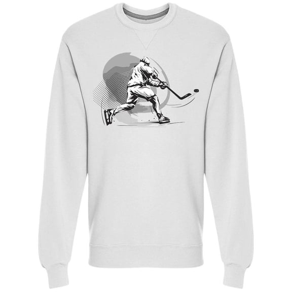 Hockey Player With Puck Sweatshirt Men -Image by Shutterstock, Male x-Large