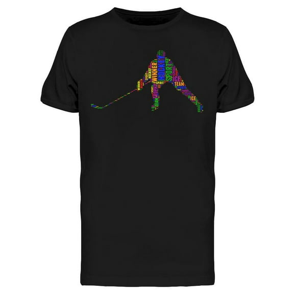 Hockey Player Word Silhouette T-Shirt Men -Image by Shutterstock, Male x-Large