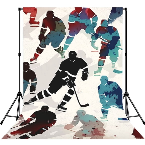 Hockey Players Vintage Photography Backdrop 5x7Ft Background for Photo Studio Video Recording Birthday Party Wedding Home Decor