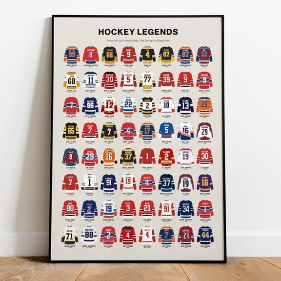 Hockey Poster Minimalist Hockey Wall Art, Sports Legends Print, Iconic Jersey Collection, Unframed Paper Poster 24x36in