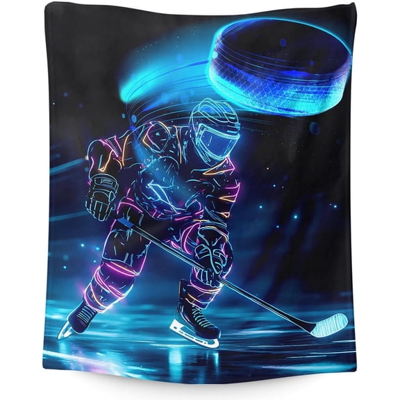 Hockey Puck Blanket, 40 x 30 Inches Kids Blanket for Boys 3-5, Birthday Gifts for Ice Hockey Lovers, Flannel Throw Blanket Gift for Boys Girls, Pets, Soft Throws for Bed, Couch Sofa, Chair