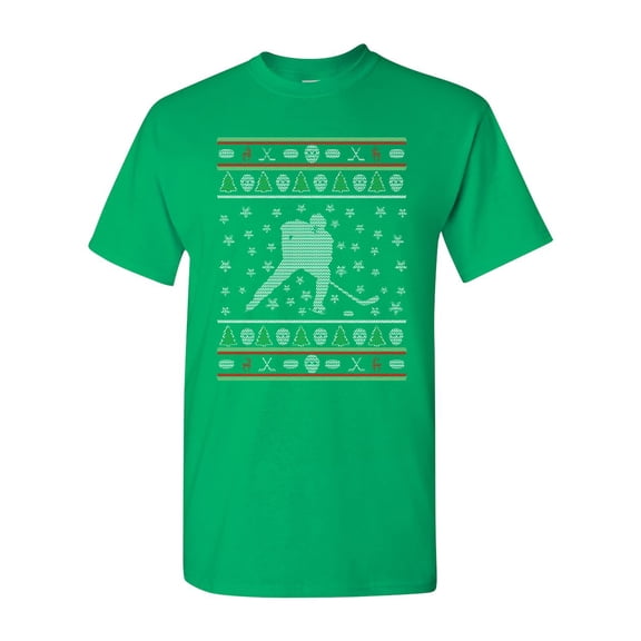 Hockey Puck Helmet Jersey Sports Ugly Christmas DT Adult T-Shirt Tee