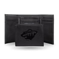thumbnail image 1 of Hockey Rico Industries Minnesota Wild Black Laser Engraved Trifold Laser Engraved Tri-Fold Wallet - Men's Accessory, 1 of 1