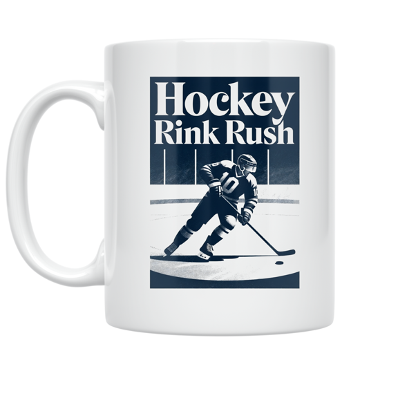 Hockey Rink Rush Graphic - Hockey Enthusiast - 11 oz Ceramic Coffee Mug