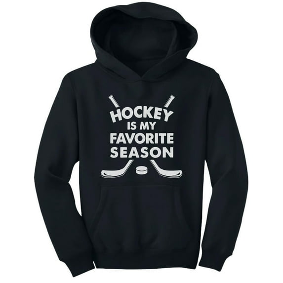 Hockey Season Pullover Kids Hoodie - Perfect Gift for Young Hockey Lovers - Quality Cozy Fleece Pullover - Athletic-Inspired Apparel - Boys and Girls Sporty Gray Hoodie - Medium Black