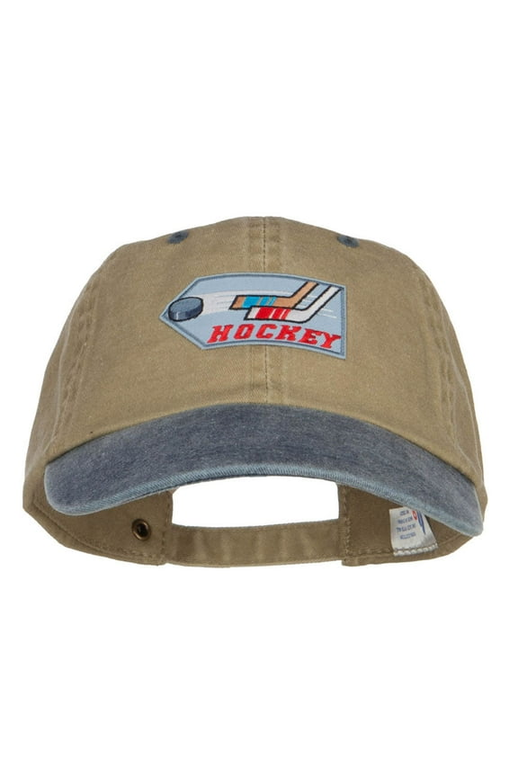 Hockey Shooting Patch Dyed Washed Cap - Khaki Navy OSFM