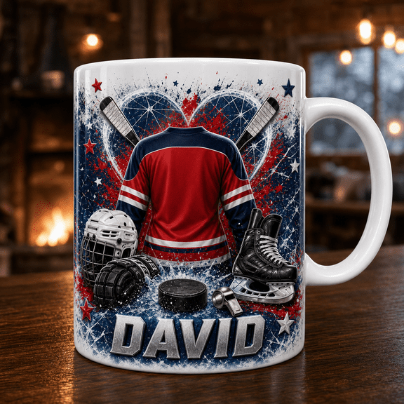 Hockey Sister Mug Custom Name Winter Sports Coffee Mug for Hockey Sibling Gift