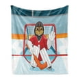 thumbnail image 1 of Hockey Soft Flannel Fleece Blanket, Cartoon Style Beaver Plays as a Goalkeeper Fun Activity Theme Animal Mascot Design, Cozy Plush for Indoor and Outdoor Use, 70" x 90", Multicolor, by Ambesonne, 1 of 5