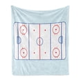 thumbnail image 1 of Hockey Soft Flannel Fleece Throw Blanket, Ice Hockey Field in Blue Tones and Red Graphic Outline for Sport Events, Cozy Plush for Indoor and Outdoor Use, 50" x 60", Blue Red Pale Blue, by Ambesonne, 1 of 5