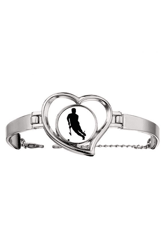 Hockey Sports Running Physical Education Bracelet Heart Jewelry Wire Bangle
