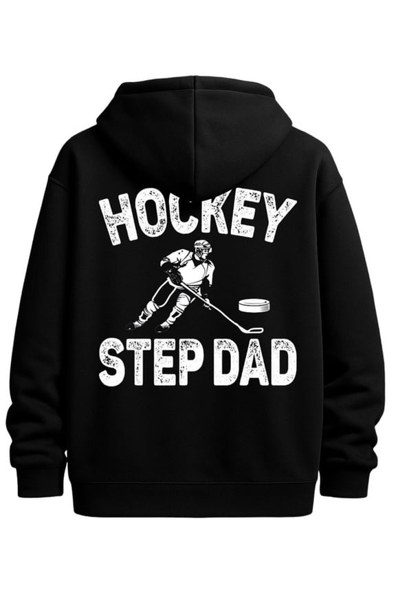 Hockey Step Dad graphic hoodies hockey men's long sleeve black Casual Classic Design Pullover Hooded Sweatshirt Streetwear For Winter Fall, As Gift elegant funny guys