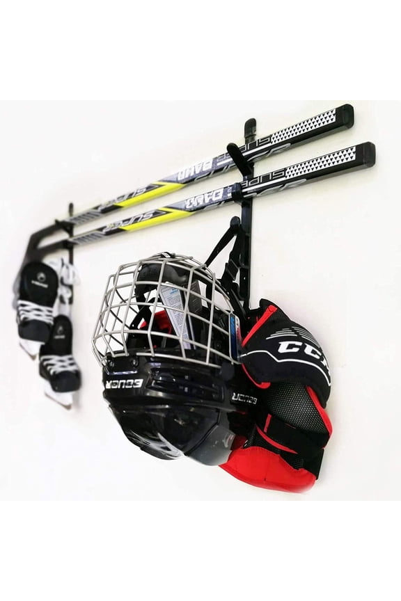 Hockey Stick Rack, Wall Storage Hockey Stick Display Holder/Hanger - Hang Your ice Hockey Skates, Helmet, Gloves, Sticks Pads - Great for Home or Office Wall Mount - No Hockey Stick Equipment