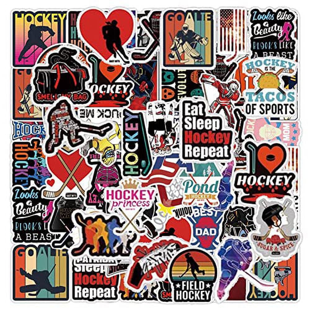 Hockey Stickers 50 Pcs Field Hockey Waterproof Vinyl Decals for
