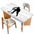 thumbnail image 1 of Hockey Table Cloths for 5 Foot Rectangle Tables, Modern Funny Minimalist Sports Geometric Patio Waterproof Elastic Fitted Tablecloths, Washable Rectangular Table Cover for Camping, 1 of 8