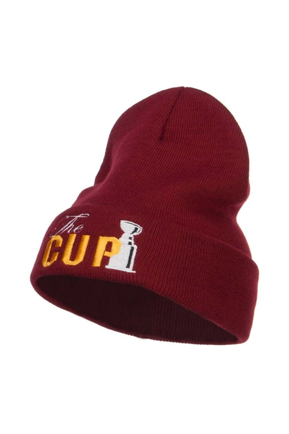 Hockey The Cup Embroidered Long Beanie - Maroon OSFM