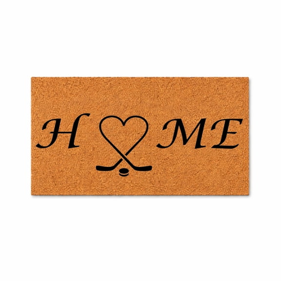 Hockey Welcome Mat, Heart Sticks Design Doormat, Family Entry Rug, New Home Gift, Housewarming Present, Front Door Mat 6192 (16x24 inches) 6192