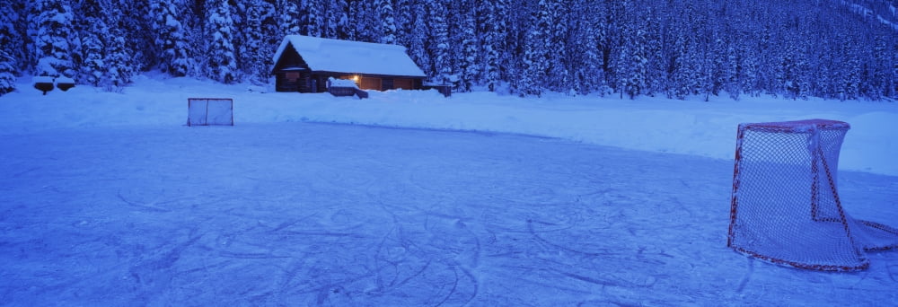 Hockey net on a snowcapped landscape Lake Louise Alberta Canada Canvas Art - Panoramic Images (27 x 9)