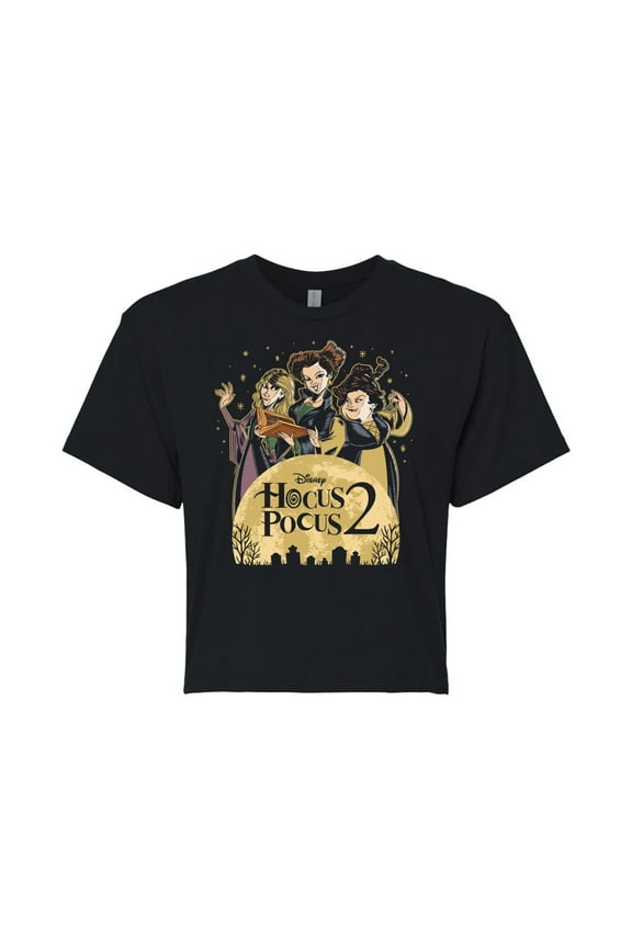 - Hocus Pocus 2 Moon - Juniors Cropped Cotton Blend T-Shirt