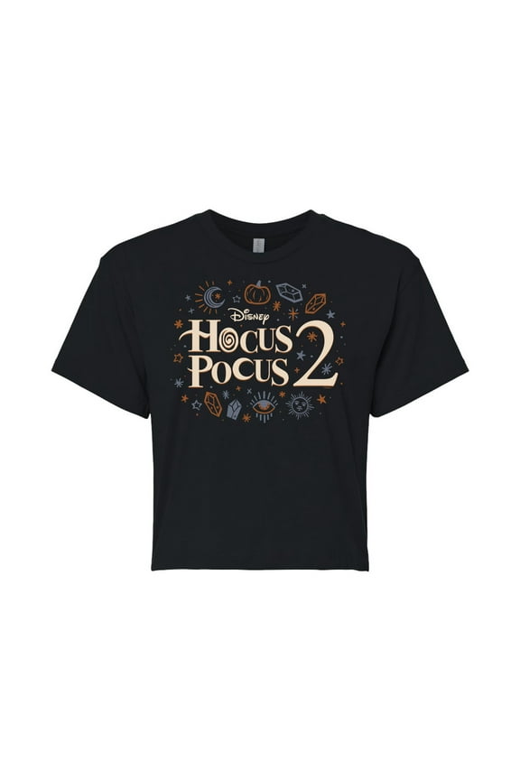 - Logo With Icons - Juniors Cropped Cotton Blend T-Shirt