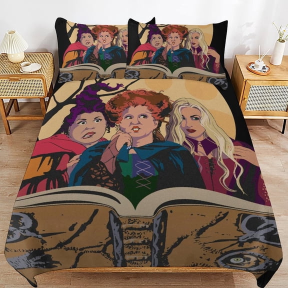 Hocus Pocus 3-piece Bedding Set Queen Size,Kids Bedding Include Bed Duvet Cover and Pillowcases for Girls Boys Women Men