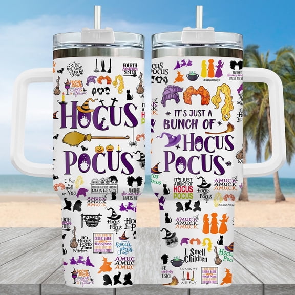 Hocus Pocus 40oz Tumbler, Sanderson Sisters Cup, Halloween Witch Drinkware Cup, Spooky Movie Fan Gift, Witchy Halloween Steel Tumbler